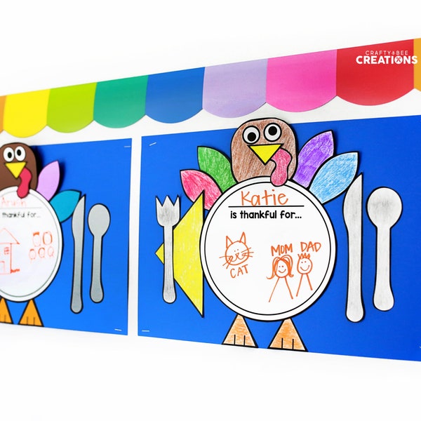 Thanksgiving Placemat Craft | Turkey Activities | I Am Thankful For Activity | Turkey Craft | Pattern | Template | Crafts for Kids