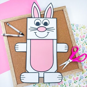Bunny Puppet Craft Template | Farm Animal Activities | Easter Spring Paper Bag Puppets | Art | Pattern | Kids Craft | Craft for Kids