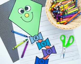 Kite Name Craft for Kids | Spring Activities | Summer | Kite Template | Bulletin Board | Kite Pattern Activity