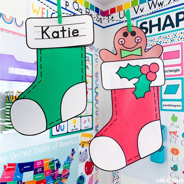 Christmas Stocking Name Craft | Easy Christmas Stocking | Christmas Activities | Stocking Template | Pattern | Kids Craft | Craft for Kids