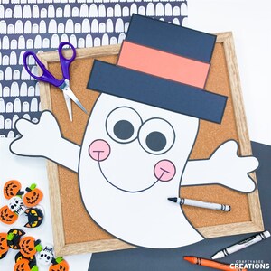 Halloween Geist Handwerk | Halloween-Aktivitäten | Oktober Kunsthandwerk | Pinnwand | Geist-Vorlage | Muster | Kinder Basteln | Basteln für Kinder