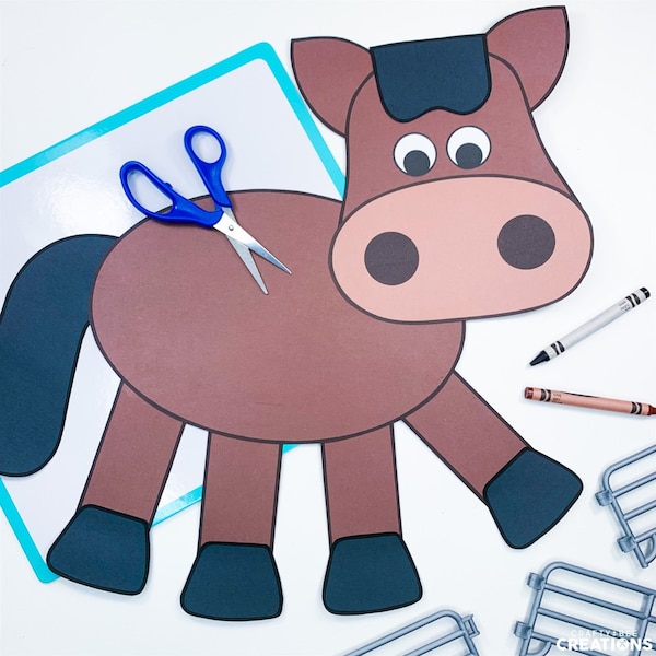 Horse Craft for Kids | Horse Template | Paper Horse Patterns | Farm Animal Activities | Farm Craft | Horse Activity