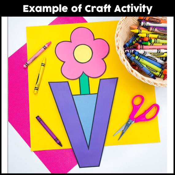 Letter V Craft Patterns Vase Craft Alphabet Crafts Uppercase Letter Activities Etsy