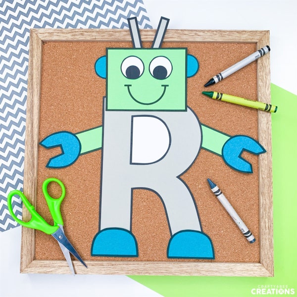 Letter R Craft Patterns | Robot Craft | Alphabet Crafts | Uppercase Letter Activities