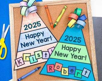 New Year Name Hat Craft | New Year 2025 Activity | Name Activities | Template |  Pattern | Kids Craft | Craft for Kids