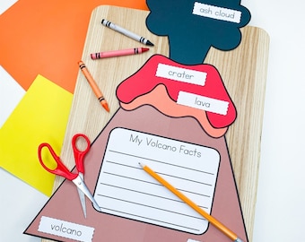 Vulkaan knutselen voor kinderen | Vulkaansjabloon | Vulkaanpatroon | Natuurrampactiviteit | Landvormen | Vulkanen schrijven | Knutselen voor kinderen