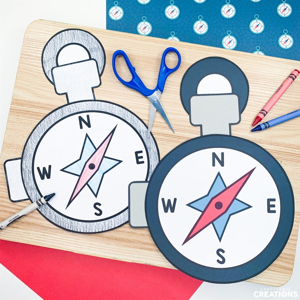 Camping Craft for Kids | Compass Template | Compass Pattern | Compass Craft | Camping Craft Activity | Camping Theme Activities | Summer