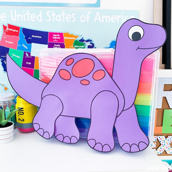 Dinosaur Craft for Kids | Brontosaurus Craft | Template | Dinosaur Pattern | Prehistoric Activities | Dinosaur Theme | Bulletin Board