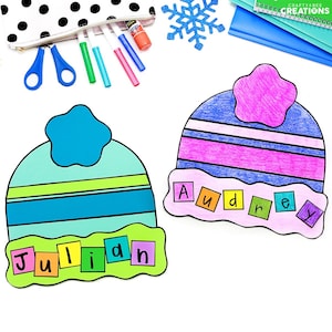 Winter Name Hat Craft | Winter Activities | Winter Holidays Craft | Snow Craft | Christmas | Pattern | Template | Craft for Kids | Kid Craft