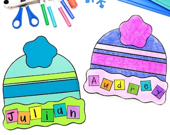 Winter Name Hat Craft | Winter Activities | Winter Holidays Craft | Snow Craft | Christmas | Pattern | Template | Craft for Kids | Kid Craft