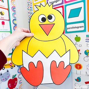 Easter Baby Chick Craft | Spring Door Decor | Life Cycle of a Chicken | Easter Bulletin Board | Kids Craft | Craft for Kids | Chick Template