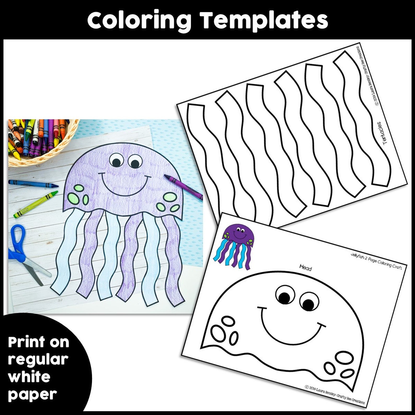 Jellyfish Craft Patterns | Ocean Animals Activity | Sea Life | Ocean ...
