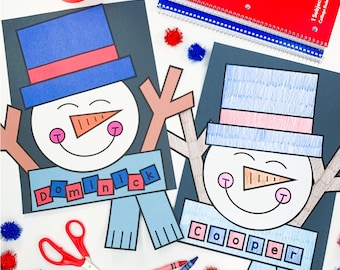 Snowman Name Craft | Winter Activities | Name Activities | Build a Snowman | Christmas | Pattern | Template | Craft for Kids | Kids Craft