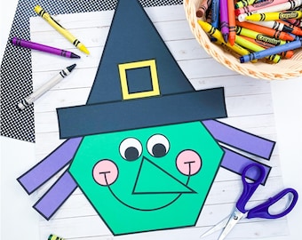Witch Craft | Shape Craft Activity| Halloween Activities | Halloween Fun | Witch Template | Witch Pattern | Kids Craft | Crafts for Kids
