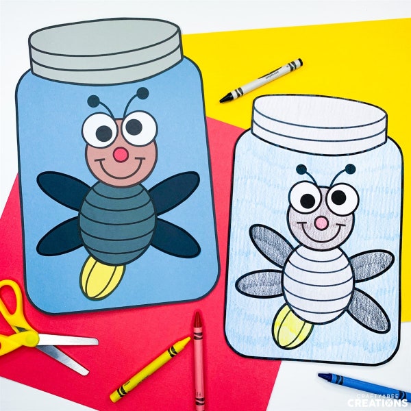 Summer Craft for Kids | Firefly Jar Craft | Lightning Bug Craft | Firefly Pattern | Firefly Template | Insect Activities | Spring Activities