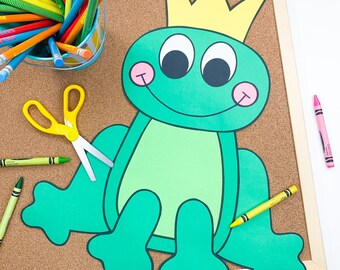 Frog Prince Craft | Fairytales Craft | Fairy Tale Activities | Princess and Frog | Frog Template | Pattern | Kids Craft | Craft for Kids