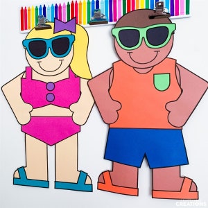 Summer Kids Craft | End of the Year Activities | Swimming Activity | Beach Day | Swimsuit Kids | Template | Pattern | Summer Camp Craft