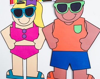Summer Kids Craft | End of the Year Activities | Swimming Activity | Beach Day | Swimsuit Kids | Template | Pattern | Summer Camp Craft
