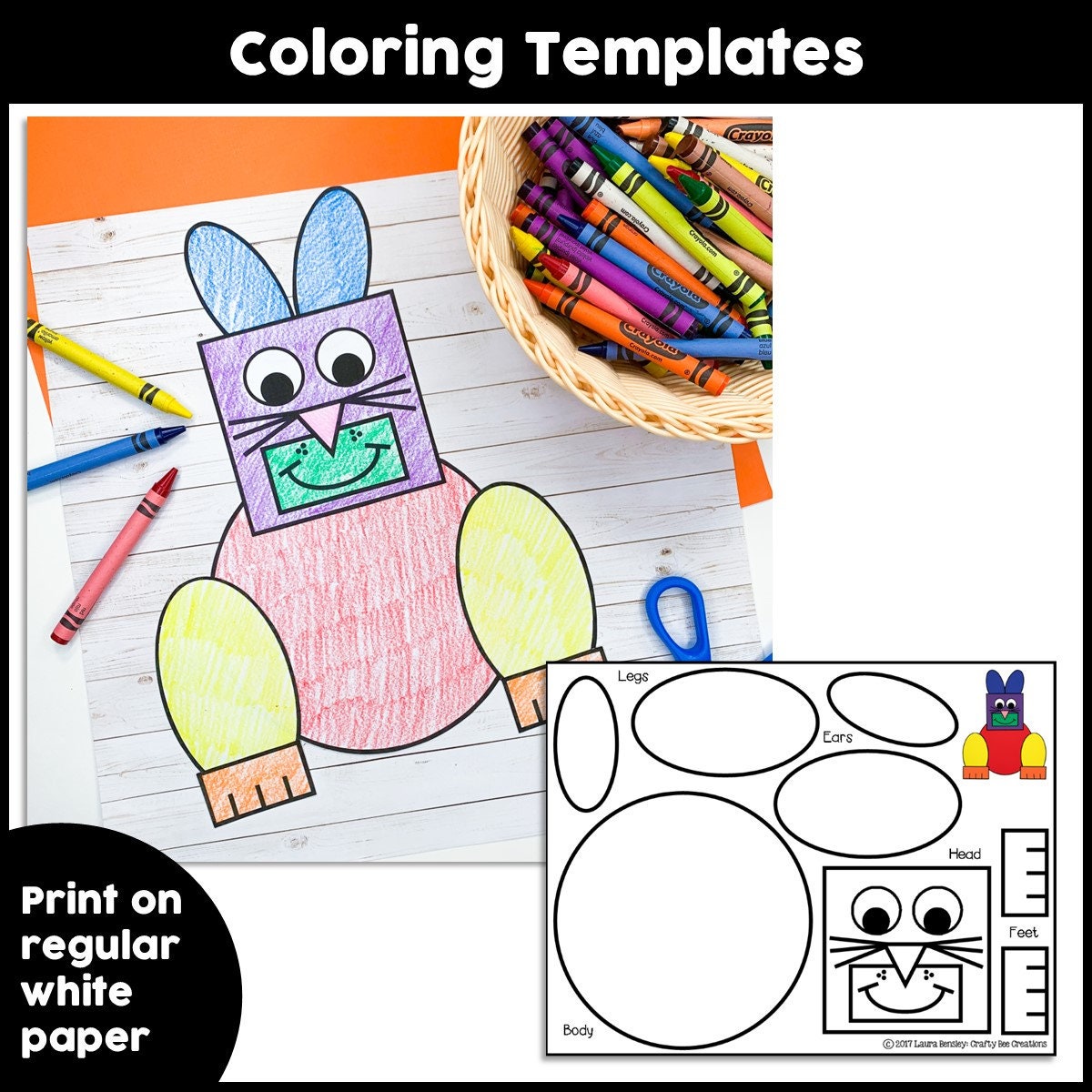Shape Animal Craft Patterns Rabbit Craft Shape Activities 2D Shapes - Etsy