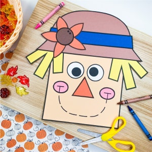 Artesanato de espantalho de outono | Atividades de Ação de Graças | Atividades do quadro de avisos de outono | Padrão de espantalho | Modelo | Artesanato Infantil | Artesanato para crianças