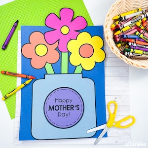 Créations artistiques pour cartes de fête des mères | Activités d'écriture de mai | Idées cadeaux | Jardin d'enfants | Printemps | Modèle | Motif | Bricolage pour enfants | Bricolage pour les enfants