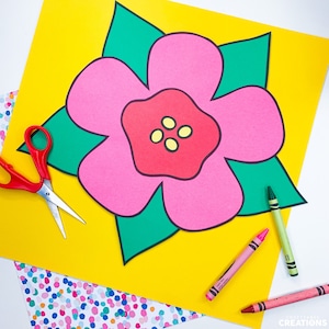 Hibiscus Craft | Hawaii Luau Activity | Summer Activities | Beach Day | Hibiscus Template | Pattern | Kids Craft | Craft for Kids