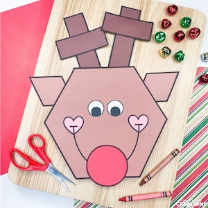 Reindeer Craft | Shape Reindeer Craft | Christmas Craft | Reindeer Math Craft | Reindeer Template | Pattern | Kids Craft | Craft for Kids