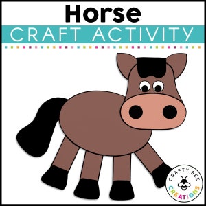May include: A brown horse craft activity for kids. The horse has a black mane, tail, and hooves. The craft is simple and easy to make.