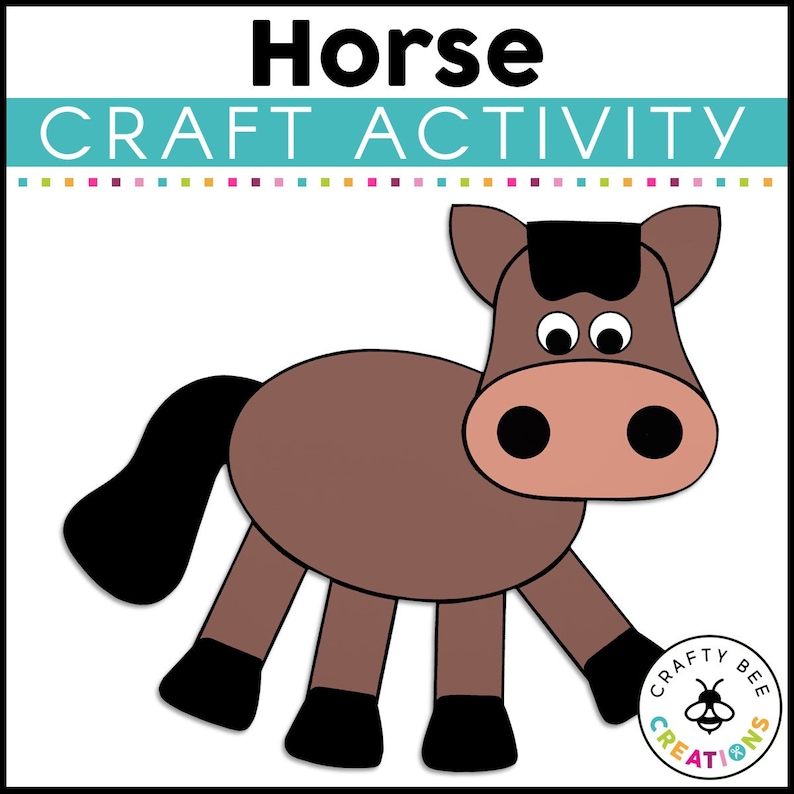 May include: A brown horse craft activity for kids. The horse has a black mane, tail, and hooves. The craft is simple and easy to make.