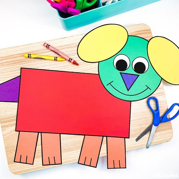 Shape Animal Craft Patterns | Dog Craft | Shape Activities | 2D Shapes