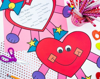 Valentines Day Heart Craft | Valentines Day Bulletin Board | Shape Activity | Heart Craft Template | Pattern | Kids Craft | Craft for Kids