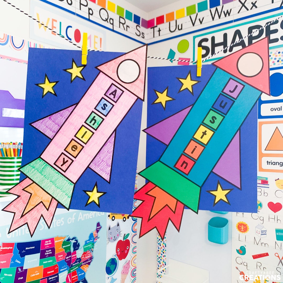 Rocket Name Craft Back to School Activities Bulletin Board Space Theme