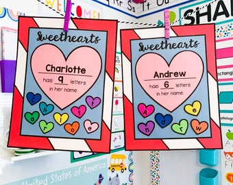 Valentines Day Name Craft Patterns | Valentines Day Activities | Conversation Hearts