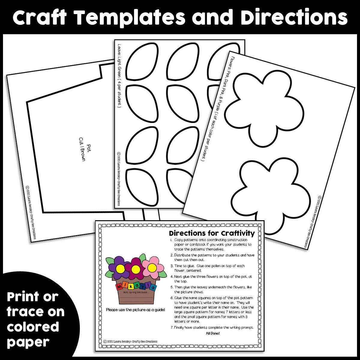 Spring Flowers Craft Patterns | Name Craft | Spring Activities | Spring ...