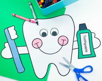 Brush Your Teeth Craft | Tooth | Dental Hygiene Activities | Dental Health Month | Kids Craft | Craft for Kids | Tooth Template | Pattern