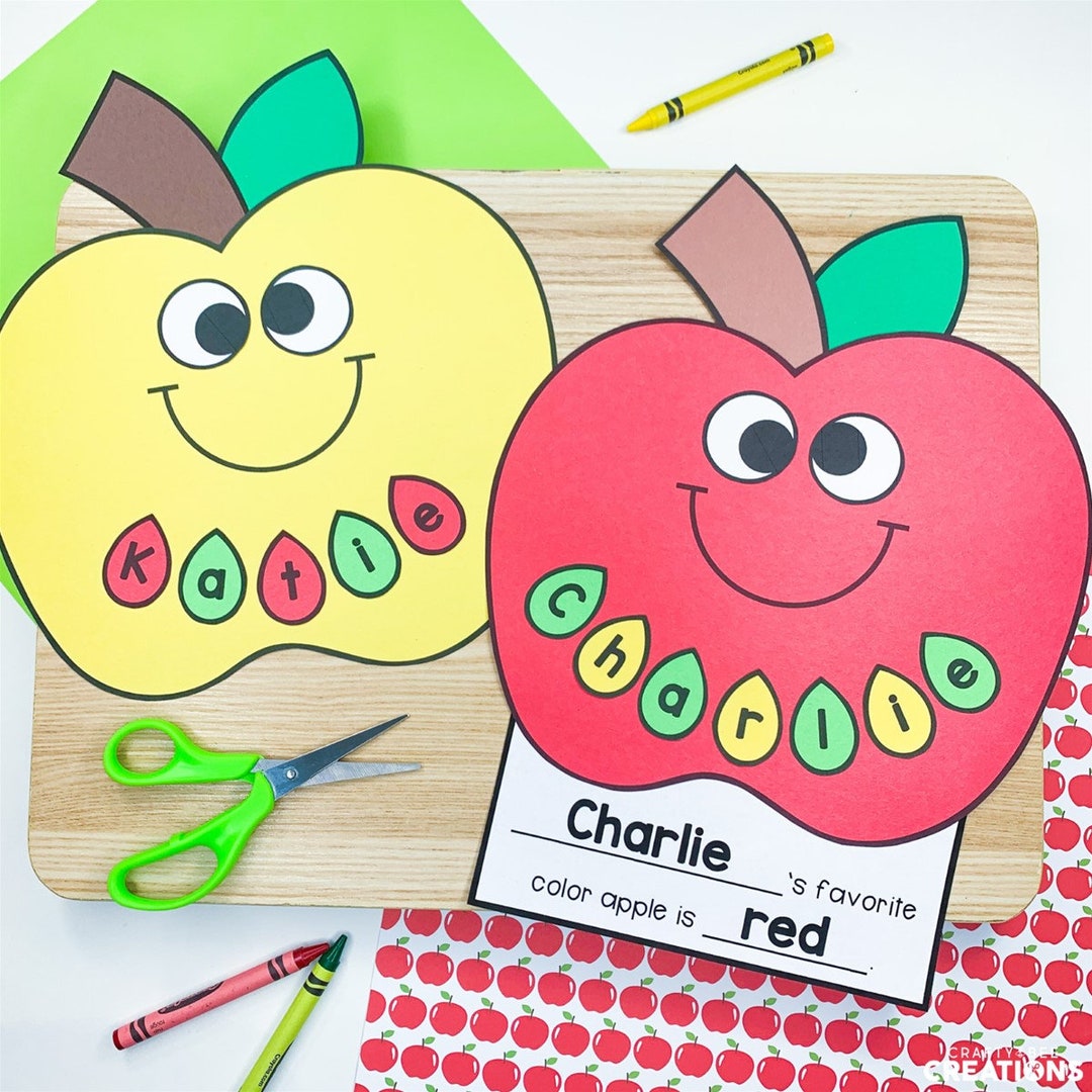 Apple Name Craft Back to School Activity Letter Recognition September Apple Name Craft Back to School Activity Letter Recognition September