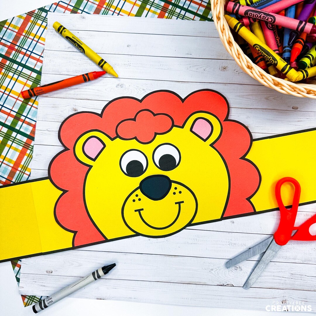 Lion Hat Craft Template | Zoo Animal Headband (digital Download) - Etsy