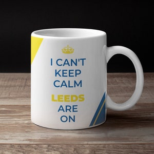 Leeds Fan Coffee Mug, 11 Oz Ceramic Tea Cup, Funny Father&#39;s Day Gift for Him or Her, Birthday Present Ideas for Boyfriend or Girlfriend