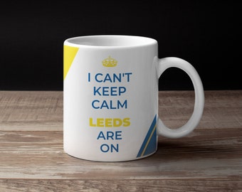 Leeds Fan Coffee Mug, 11 Oz Ceramic Tea Cup, Funny Father's Day Gift for Him or Her, Birthday Present Ideas for Boyfriend or Girlfriend