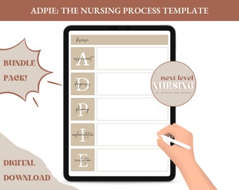 Nursing Student ADPIE Notes Template - Nursing Templates - Nursing Process Note Template - Digital Download - Print - Notability - GoodNotes