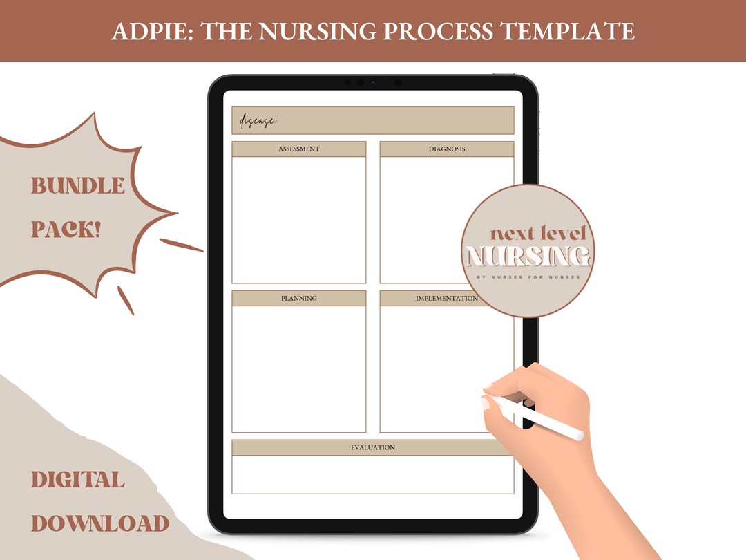 Nursing Student ADPIE Notes Template Nursing Templates Nursing Process
