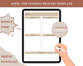 Nursing Student ADPIE Notes Template - Nursing Templates - Nursing Process Note Template - Digital Download - Print - Notability - GoodNotes