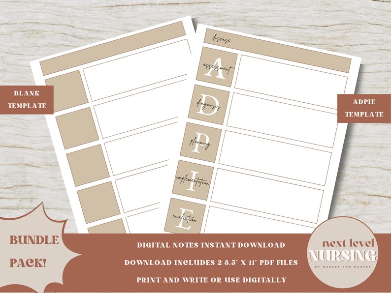 Nursing Student ADPIE Notes Template Nursing Templates Nursing Process