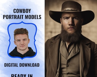 Custom AI Cowboy Portrait - Unique Personalized Gift (Digital Download)