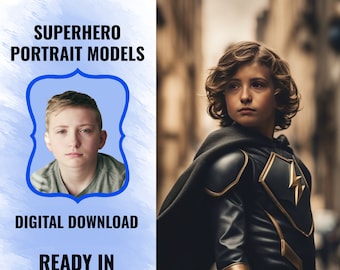 Custom Superhero Children Portrait Photo I Movie Portrait, Children Girl and Boy Portrait I Canvas Print  I Gift for Kids I Digital Download