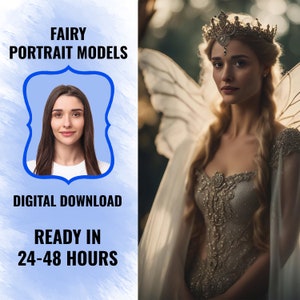 Fairy Portrait from Photo I Unique Custom Art I Gift for her I Character Commission Print I Fairy Background Historical Portrait