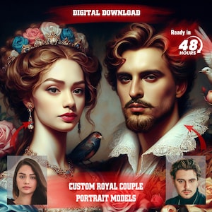 Custom Royal Couple Portrait from Photo I Renaissance Couple Portrait I Custom Family I Medieval Couple Portrait I Royal World Portrait