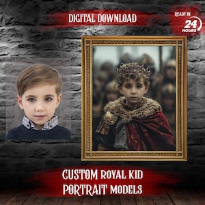 写真からカスタムロイヤルキッズポートレート、小さな皇帝ポートレート、帝国ポートレート、フェイススワップ、キッズポートレート、男の子への誕生日プレゼント