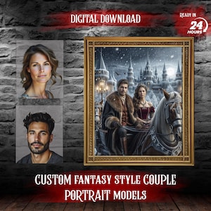 Custom Fantasy Couple Portrait from Photo, Personalized Middle-Earth Portrait,  Unique Gift Couple Idea, Anniversary Gift, Special Gift
