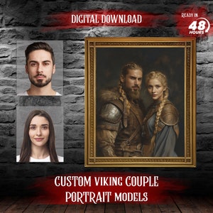 Custom Viking Couple Portrait from Photo I Personalized AI Art Portraits I Custom Family Portrait I Historical Portrait I Digital Download